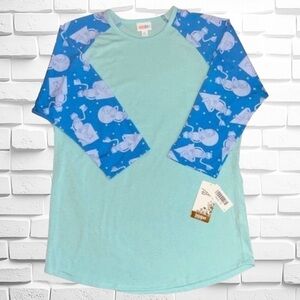 LuLaRoe XL Disney Randy Unisex Tee • Kermit the Frog • Raglan 3/4 Sleeves NWT